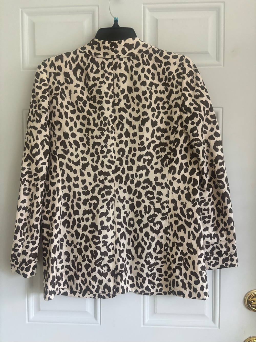 J. Crew Cream and Black Leopard Print Lightweight Blazer, Size 6 - Picture 8 of 15